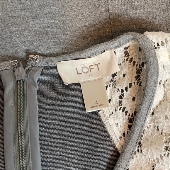 Loft Outlet Gray Dress With Creme Lace Size 4 - Picture 4 of 7